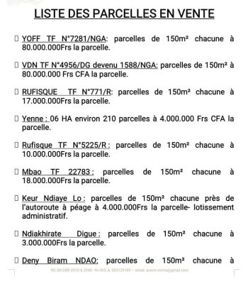 liste des parcelles