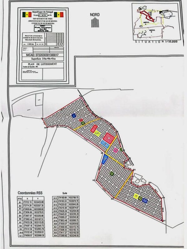 plan de lotissement de l'un de nos site
